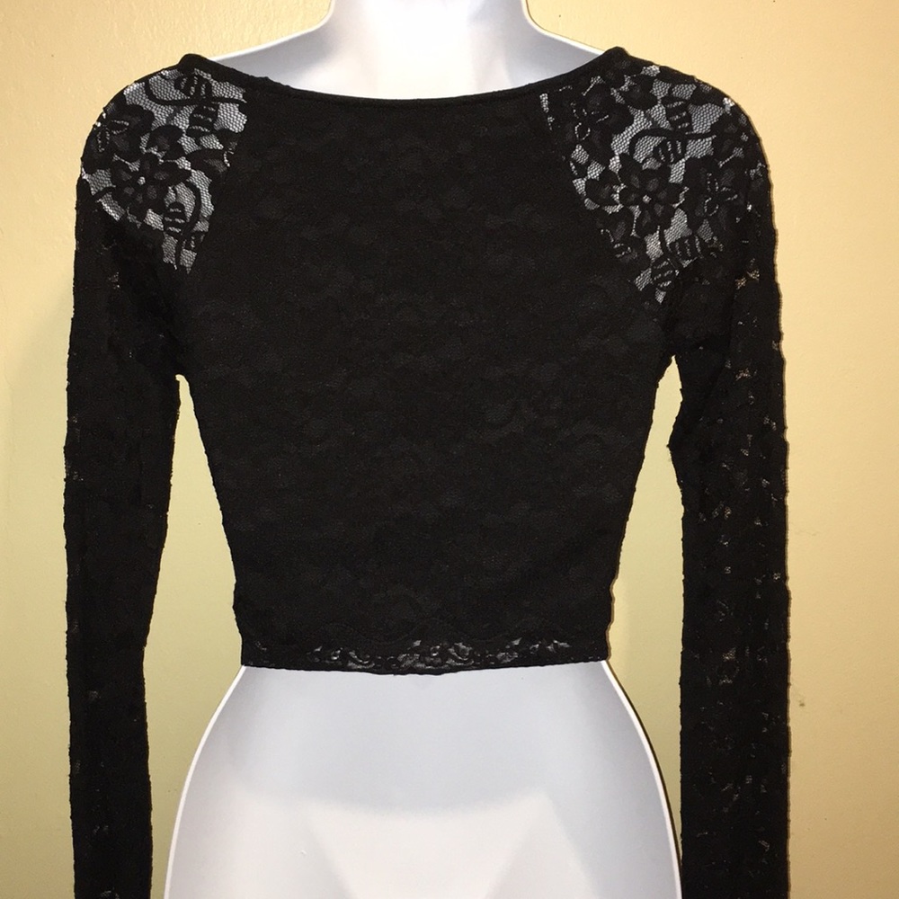Express Black Lace Crop Top NWT - Picture 7 of 7